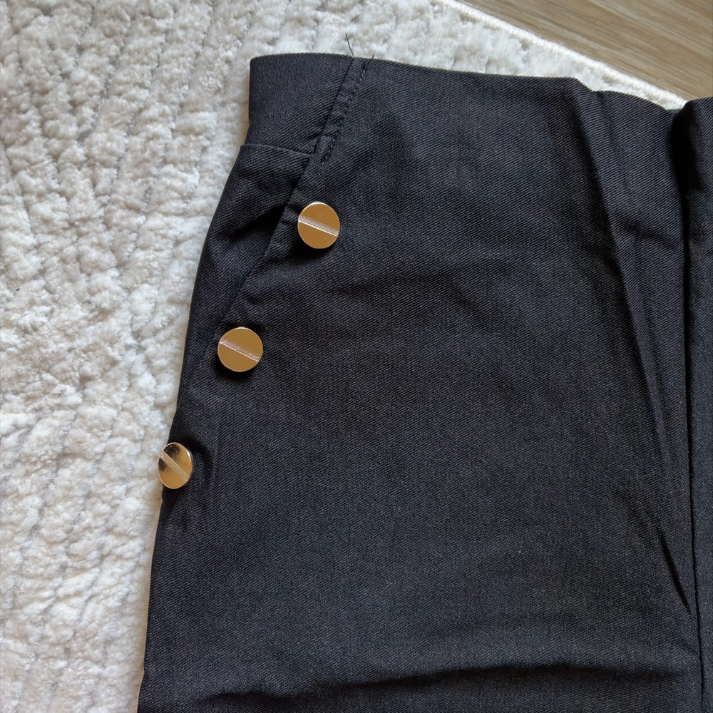 Black palazzo pant with Gold Accent Buttons